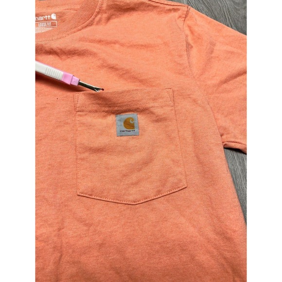Carhartt Shirt Mens‎ M Pocket Tee Logo Orange Loose Fit Short Sleeve Workwear - Picture 6 of 6
